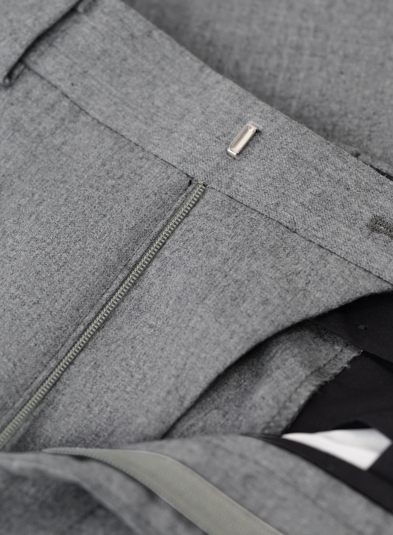 Bandplooi pantalon van wol met zijspanners | FULL_WIDTH | L.Grijs