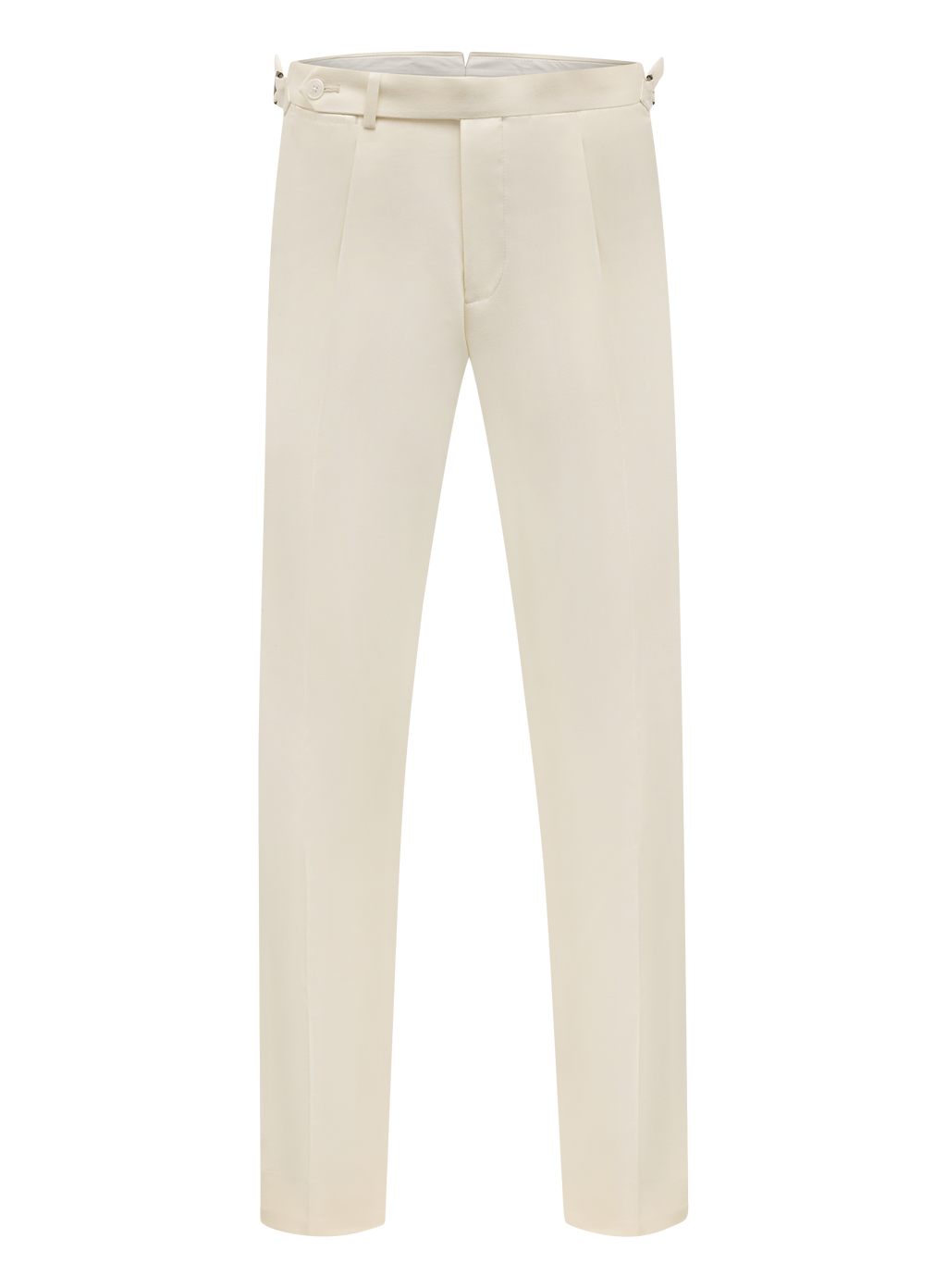 Bandplooi pantalon van wol met zijspanners | ROOM-WIT