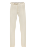 Bandplooi pantalon van wol met zijspanners | ROOM-WIT