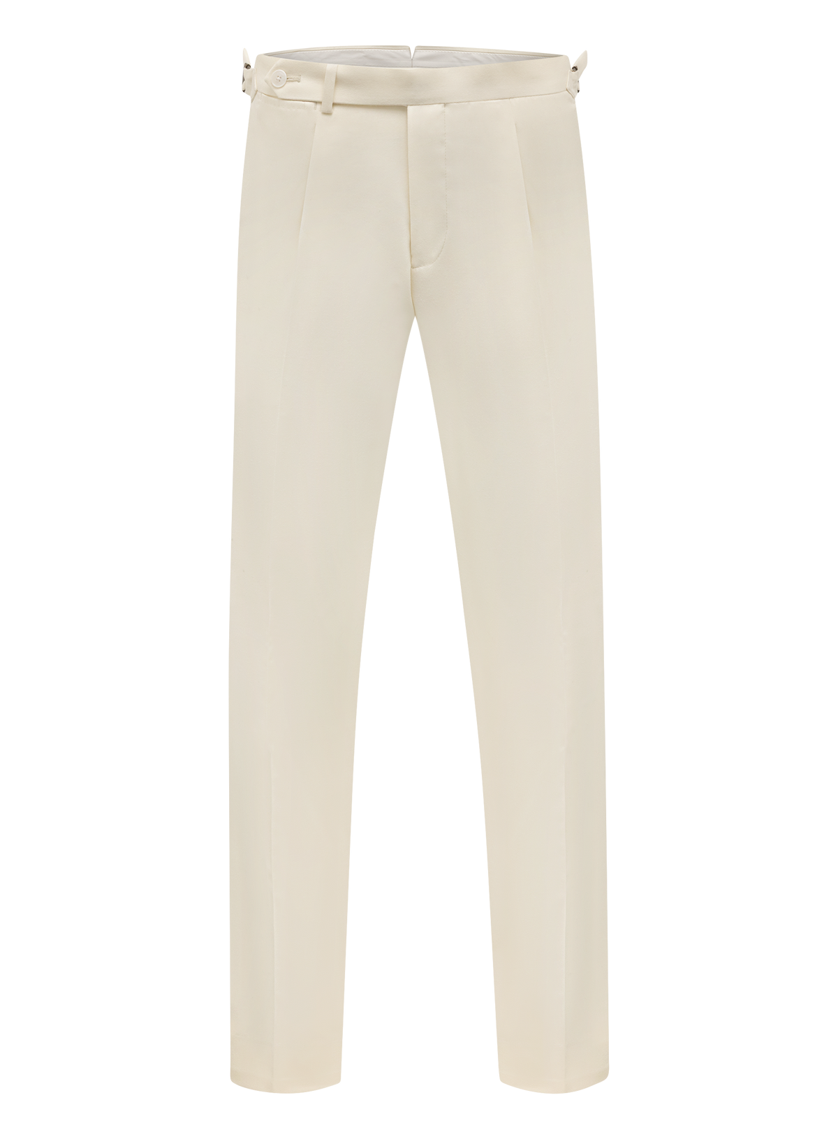 Bandplooi pantalon van wol met zijspanners | ROOM-WIT