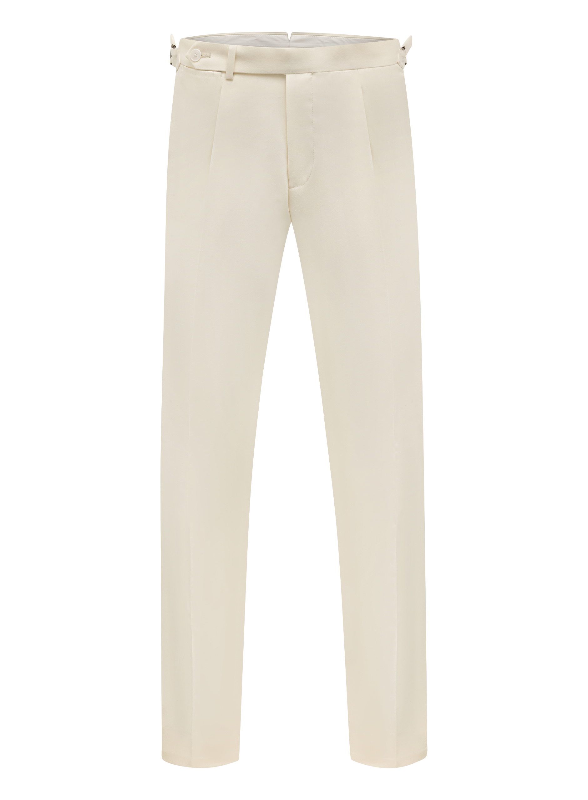 Bandplooi pantalon van wol met zijspanners | ROOM-WIT