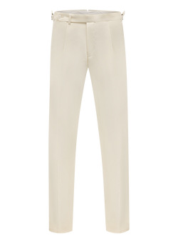 Bandplooi pantalon van wol met zijspanners | ROOM-WIT
