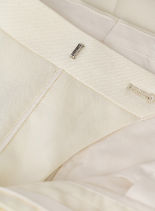 Bandplooi pantalon van wol met zijspanners