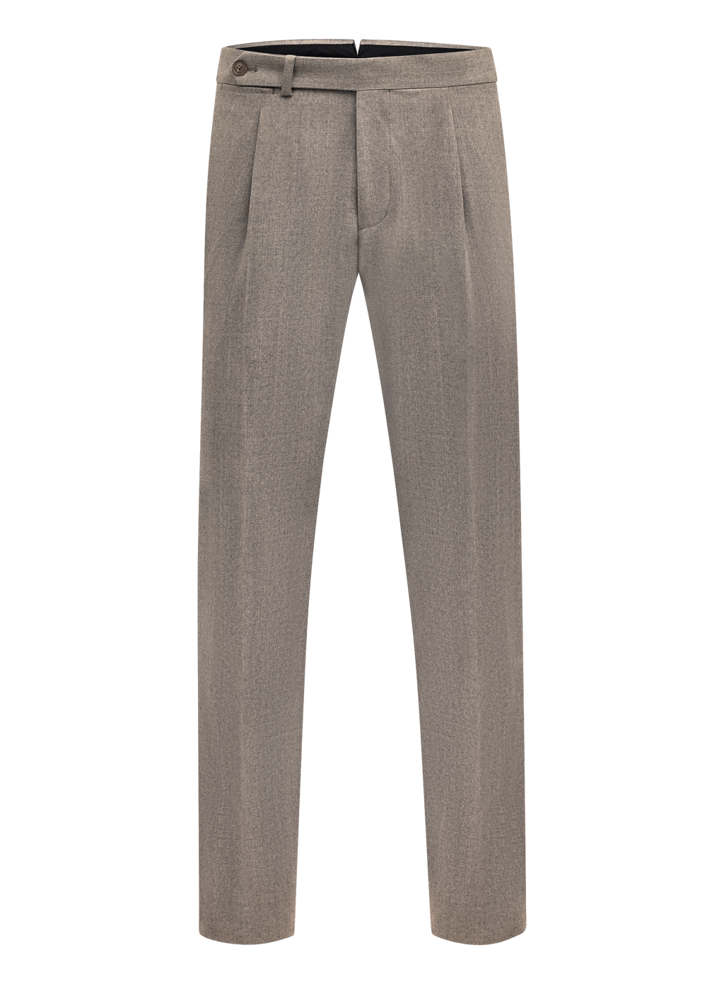 Bandplooi pantalon van wol met zijspanners | TAUPE