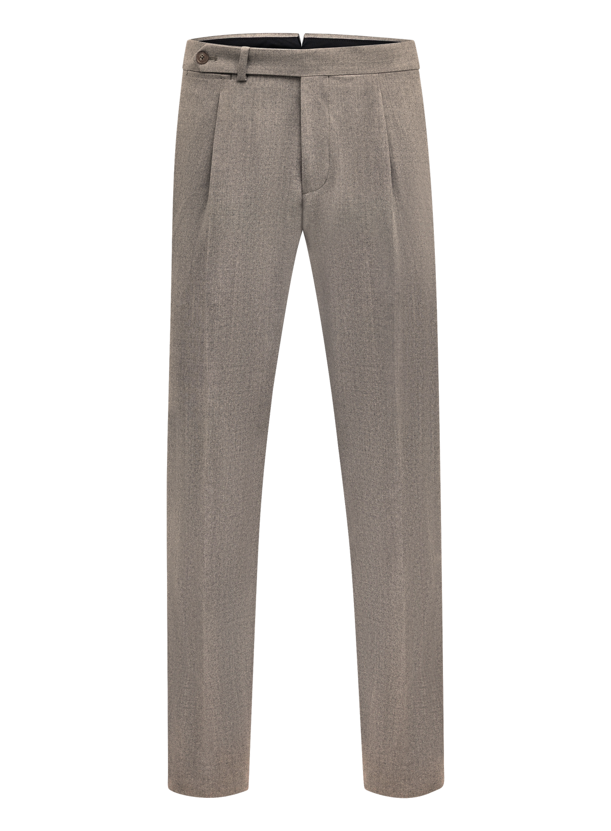 Bandplooi pantalon van wol met zijspanners | TAUPE