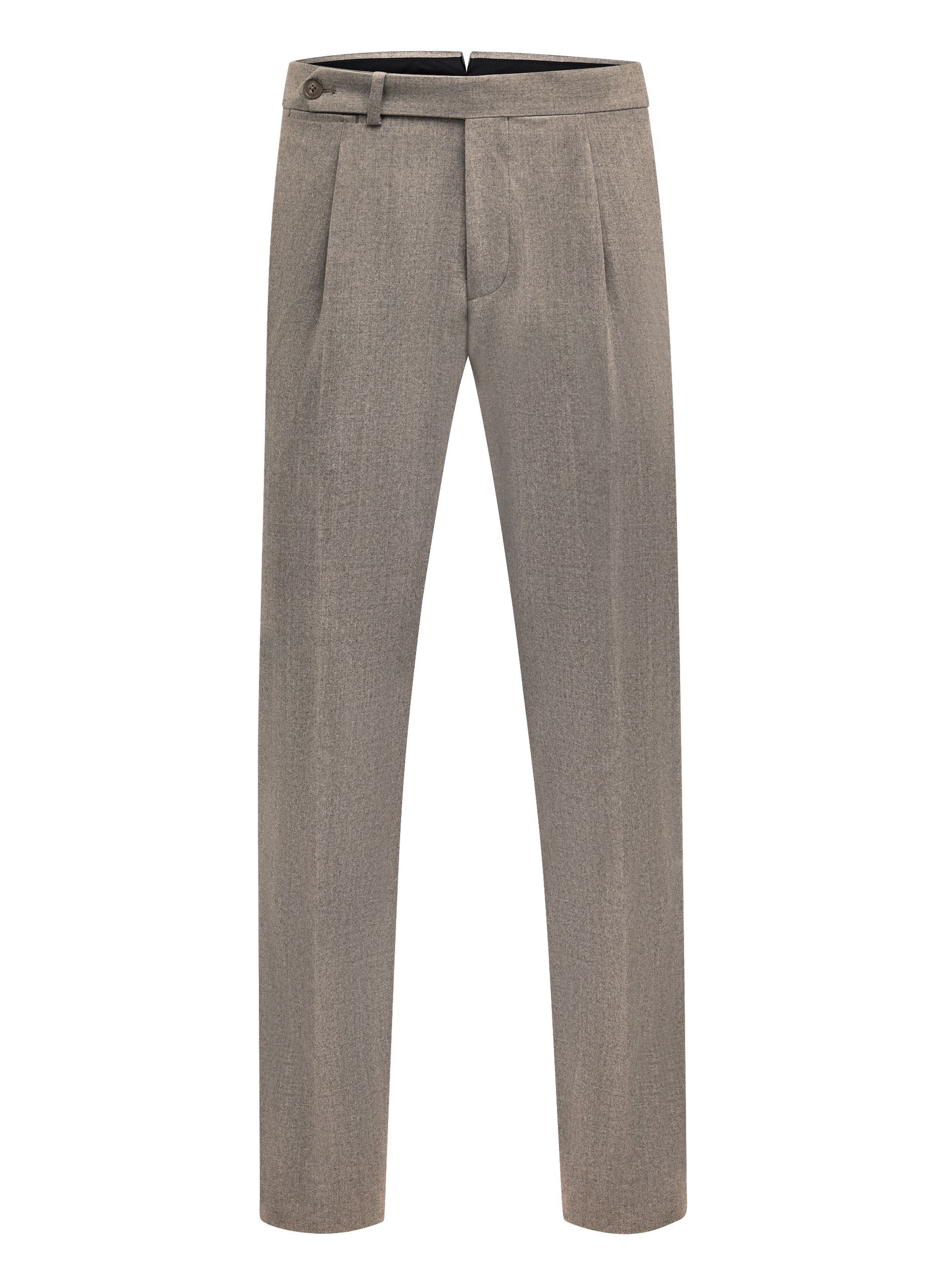Bandplooi pantalon van wol met zijspanners | TAUPE