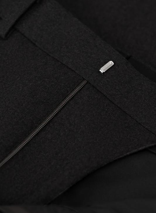 Bandplooi pantalon van wol met zijspanners