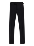 Bandplooi pantalon van wol met zijspanners | Antraciet