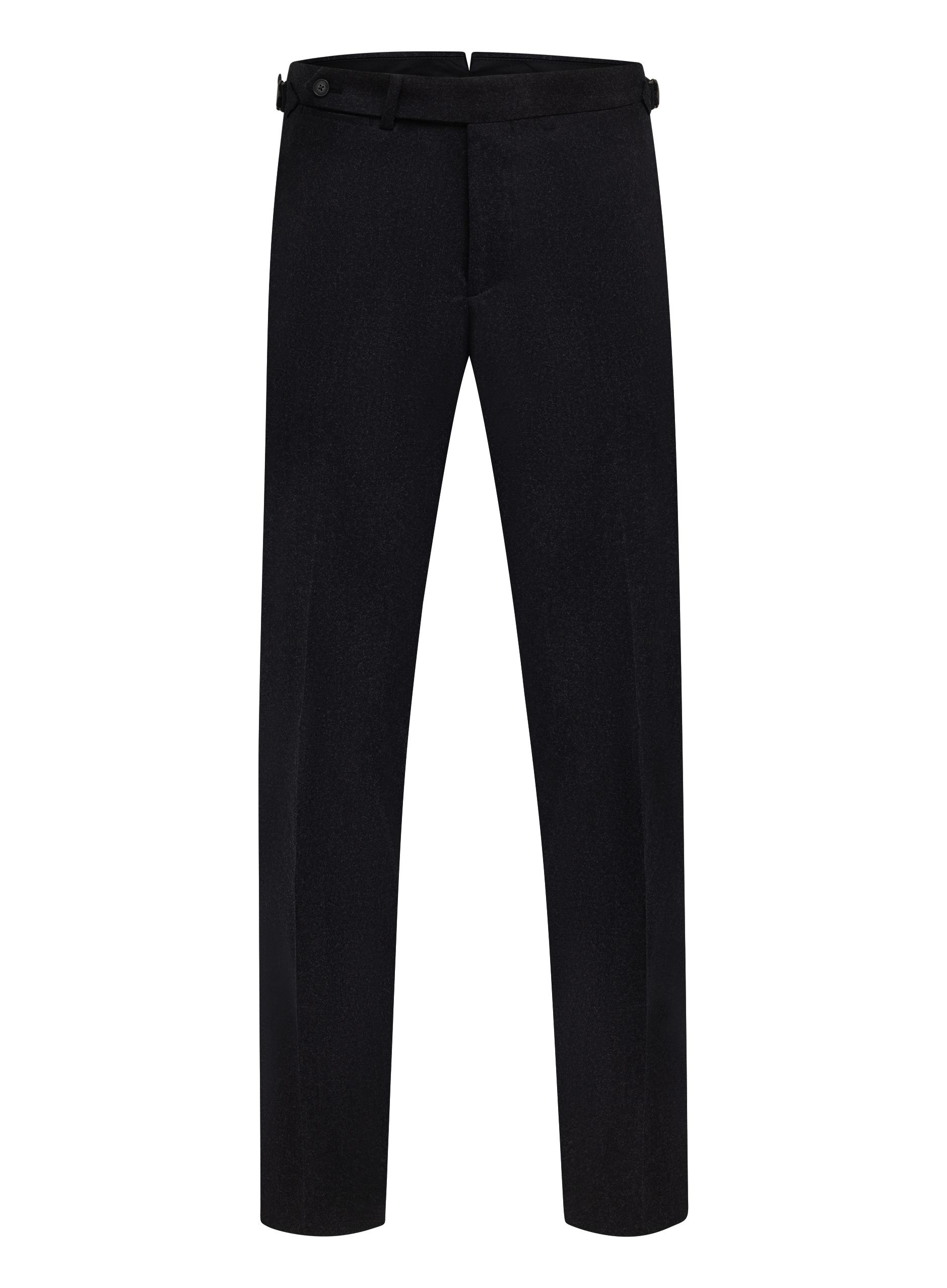 Bandplooi pantalon van wol met zijspanners | Antraciet