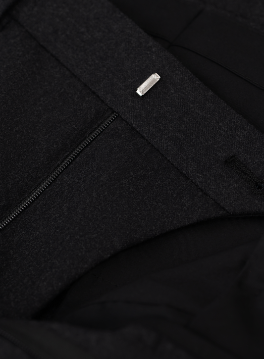 Bandplooi pantalon van wol met zijspanners
