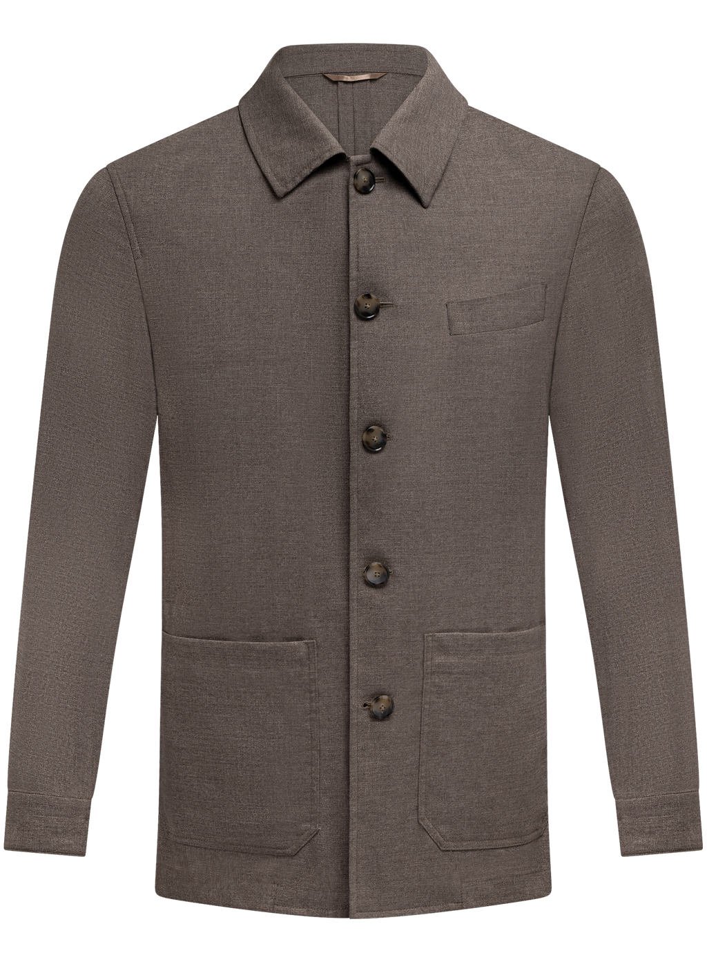 Gemêleerde shirt jacket van wol | TAUPE BRUIN