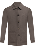 Gemêleerde shirt jacket van wol | TAUPE BRUIN
