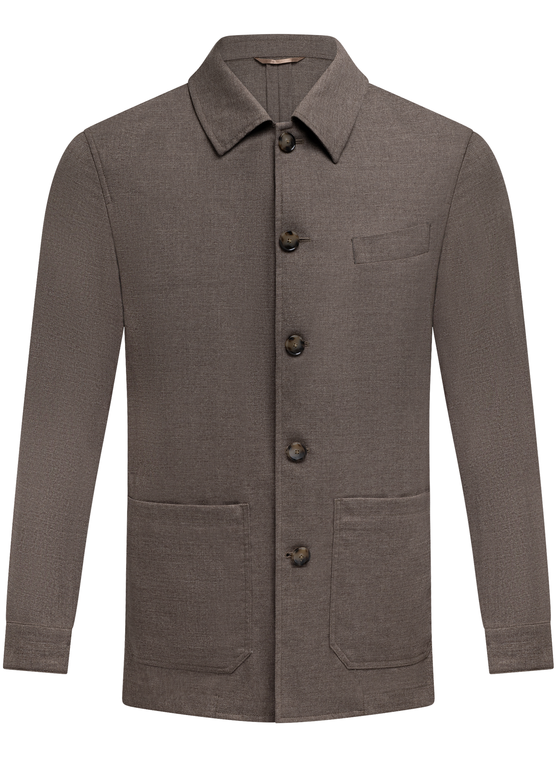 Gemêleerde shirt jacket van wol | TAUPE BRUIN