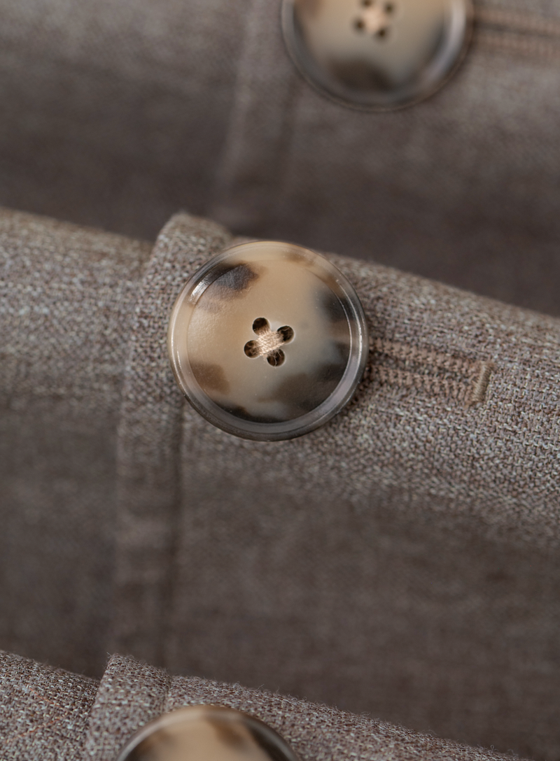 Gemêleerde shirt jacket van wol | FULL-WIDTH | TAUPE BRUIN