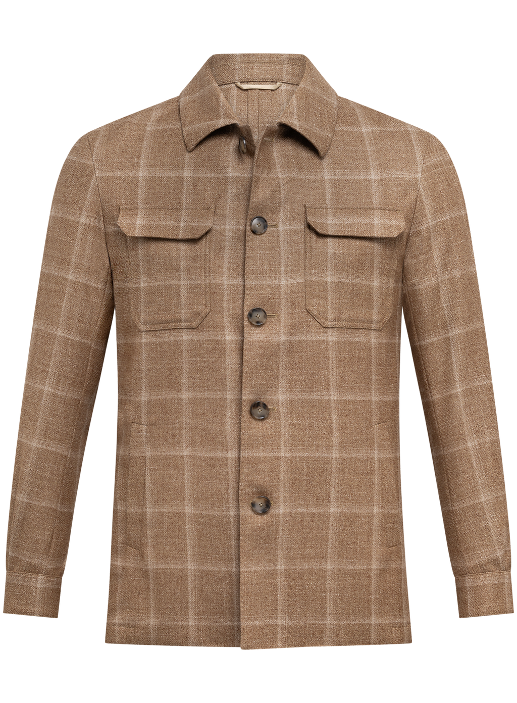 Overshirt in wol zijde linnen | Bruin