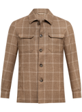 Overshirt in wol zijde linnen | Bruin