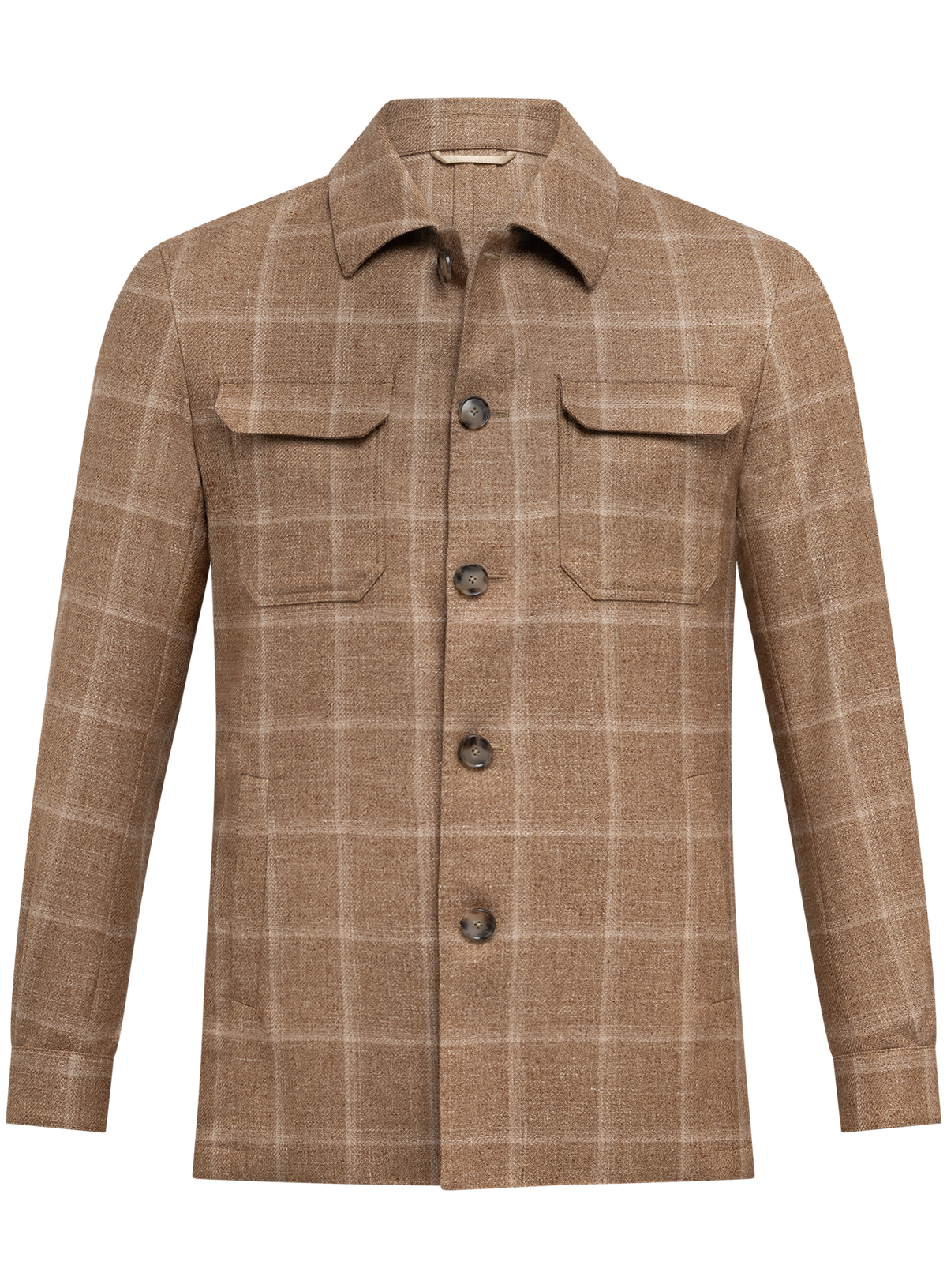 Overshirt in wol zijde linnen | Bruin