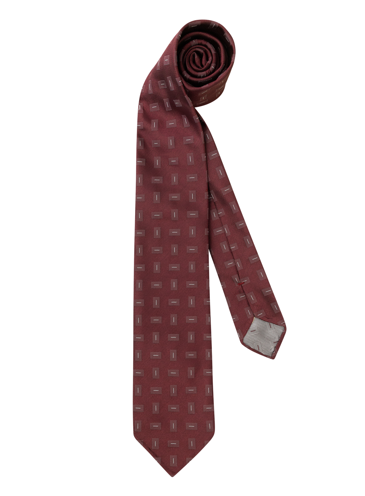 Stropdas van zijde met geometrisch dessin | INDIAN RED
