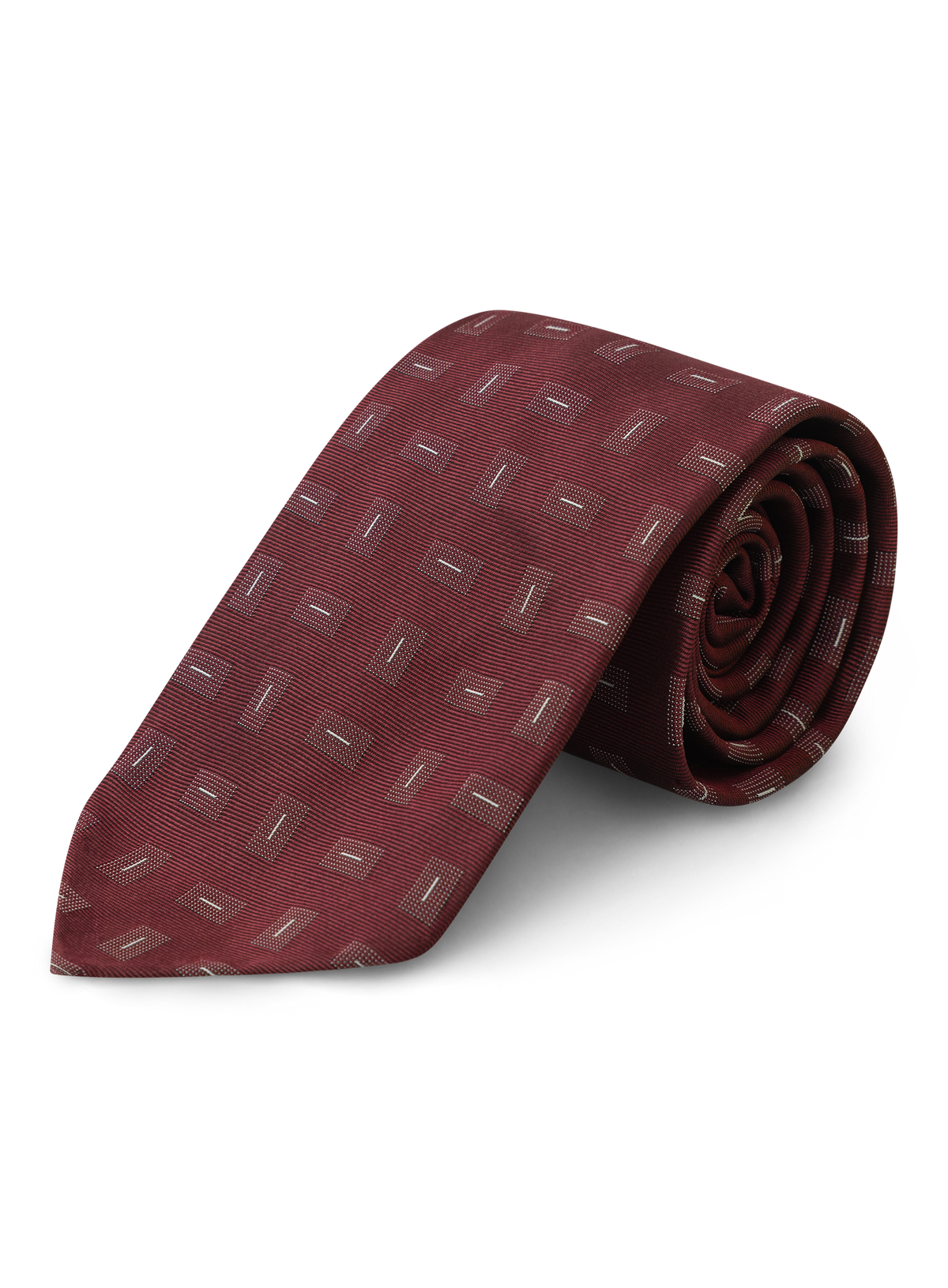 Stropdas van zijde met geometrisch dessin | INDIAN RED