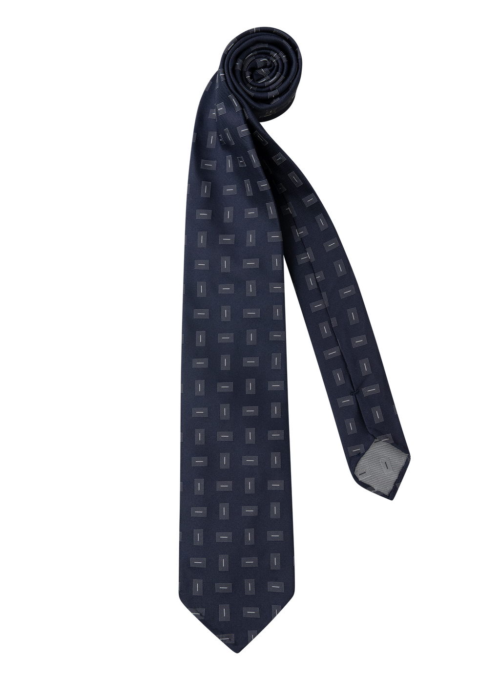 Stropdas van zijde met geometrisch dessin | BLUE NAVY