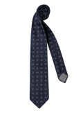 Stropdas van zijde met geometrisch dessin | BLUE NAVY
