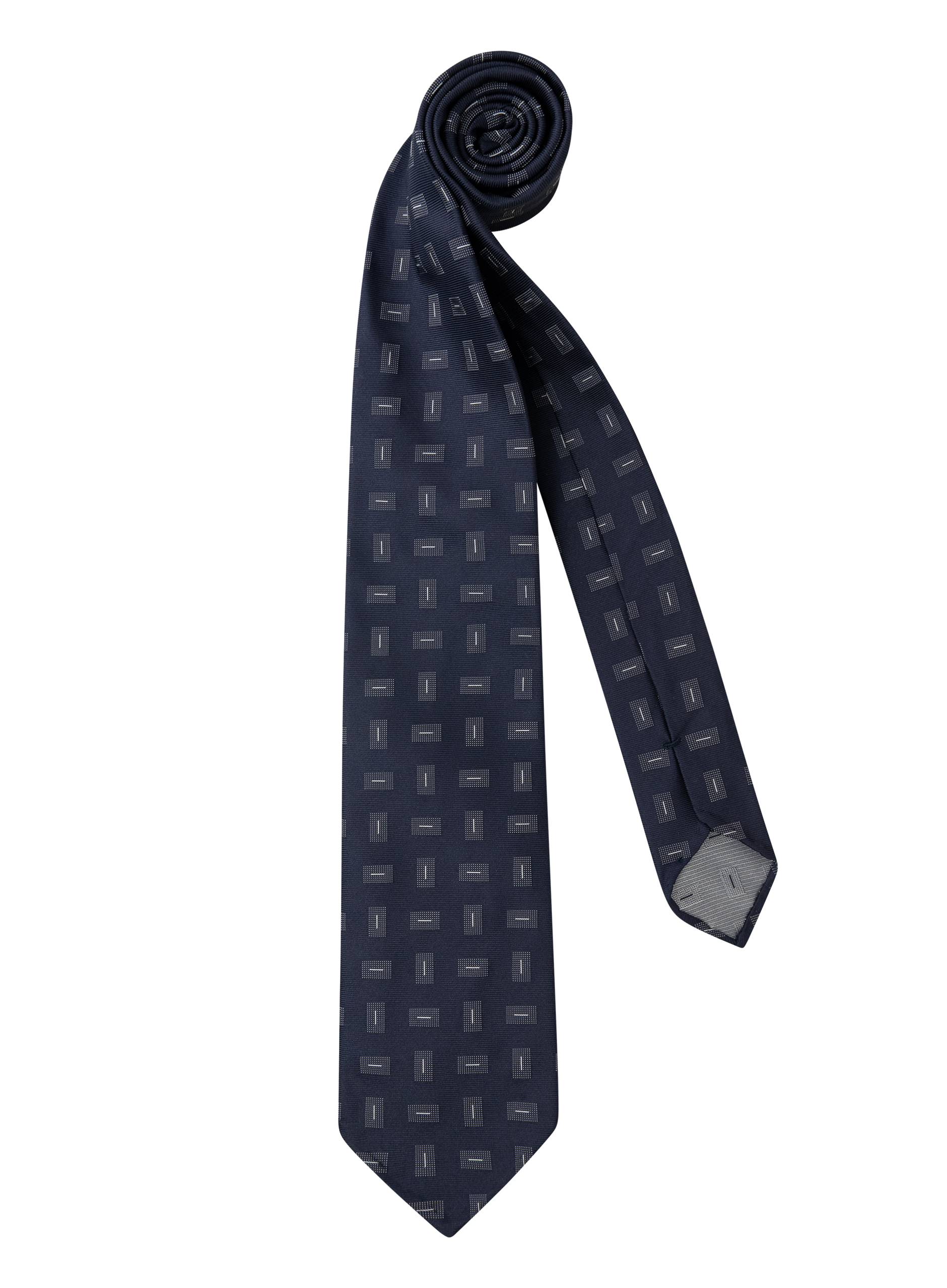 Stropdas van zijde met geometrisch dessin | BLUE NAVY