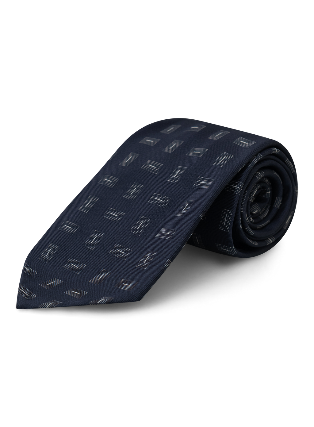 Stropdas van zijde met geometrisch dessin | BLUE NAVY