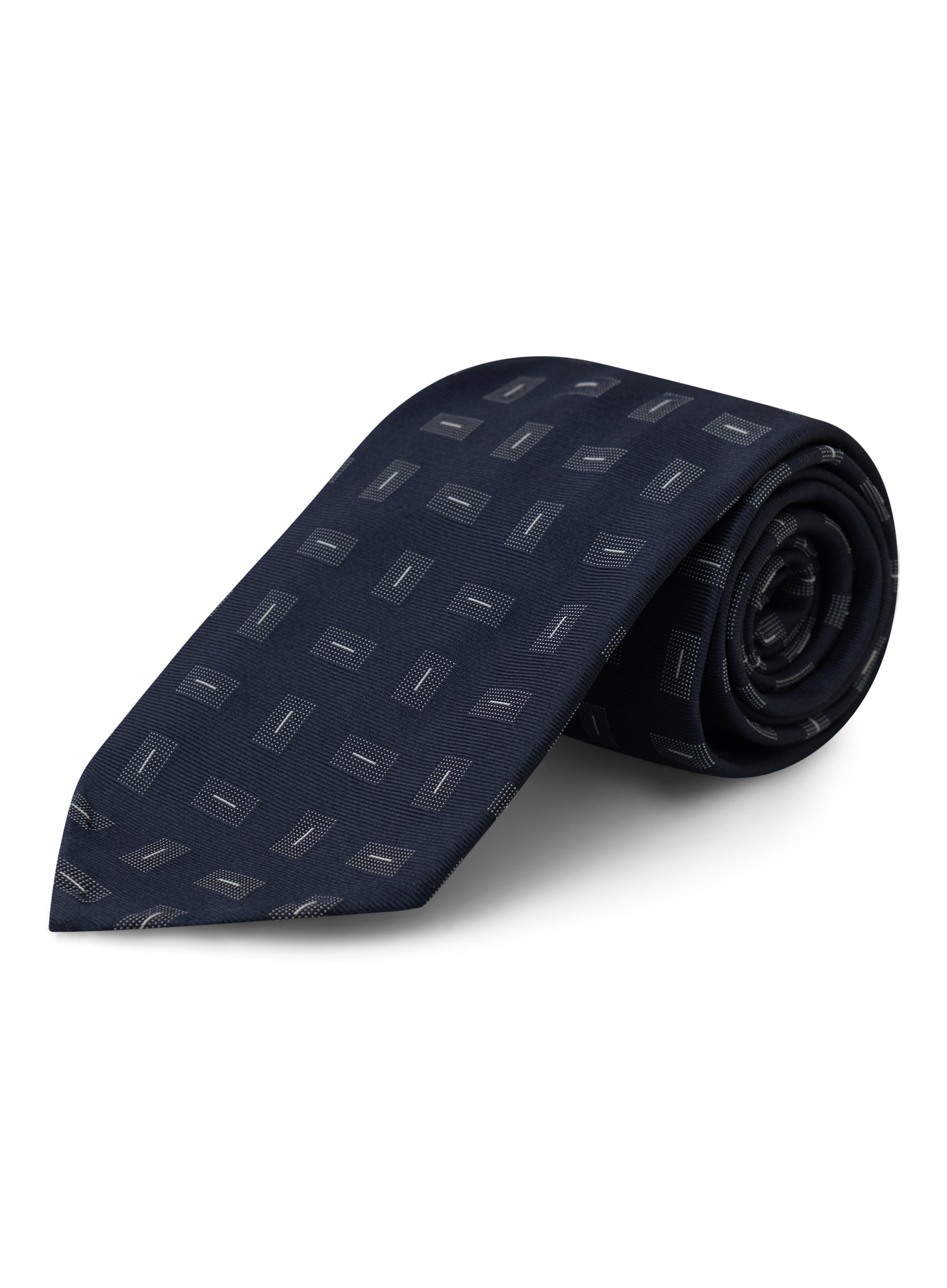 Stropdas van zijde met geometrisch dessin | BLUE NAVY