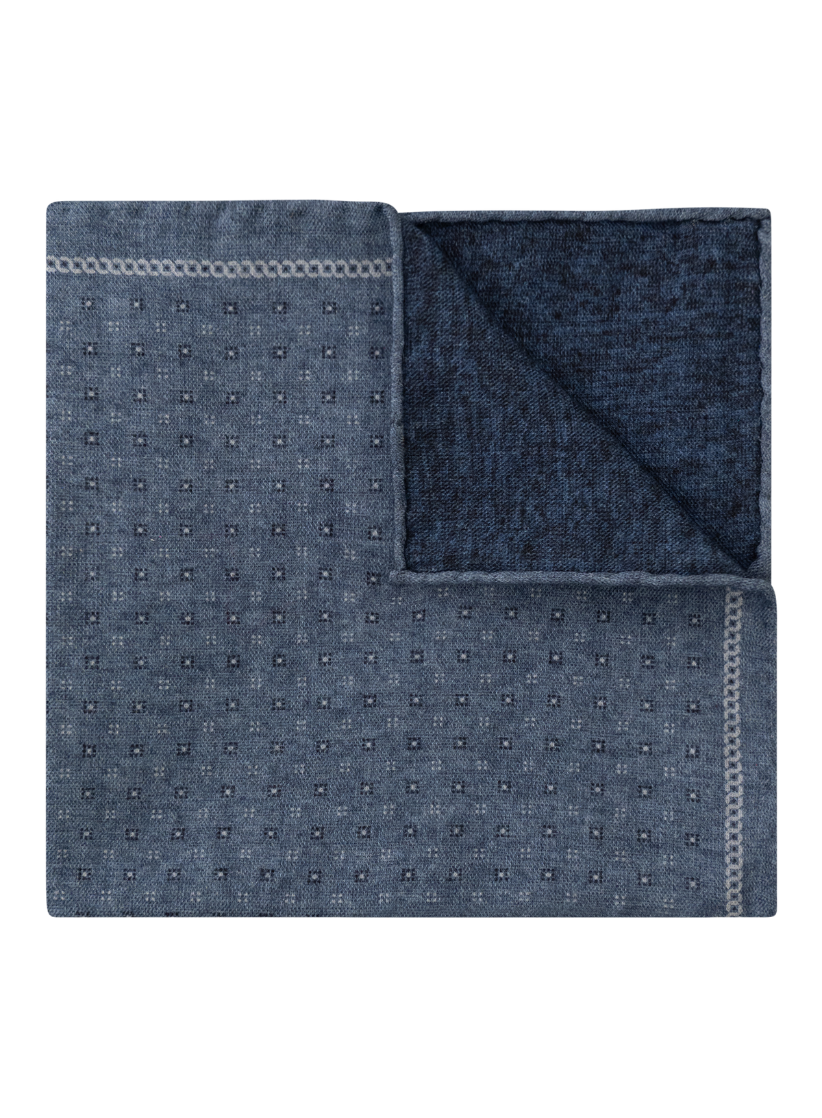 Pochet van wol en katoen met micro bloemendessin | Blauw