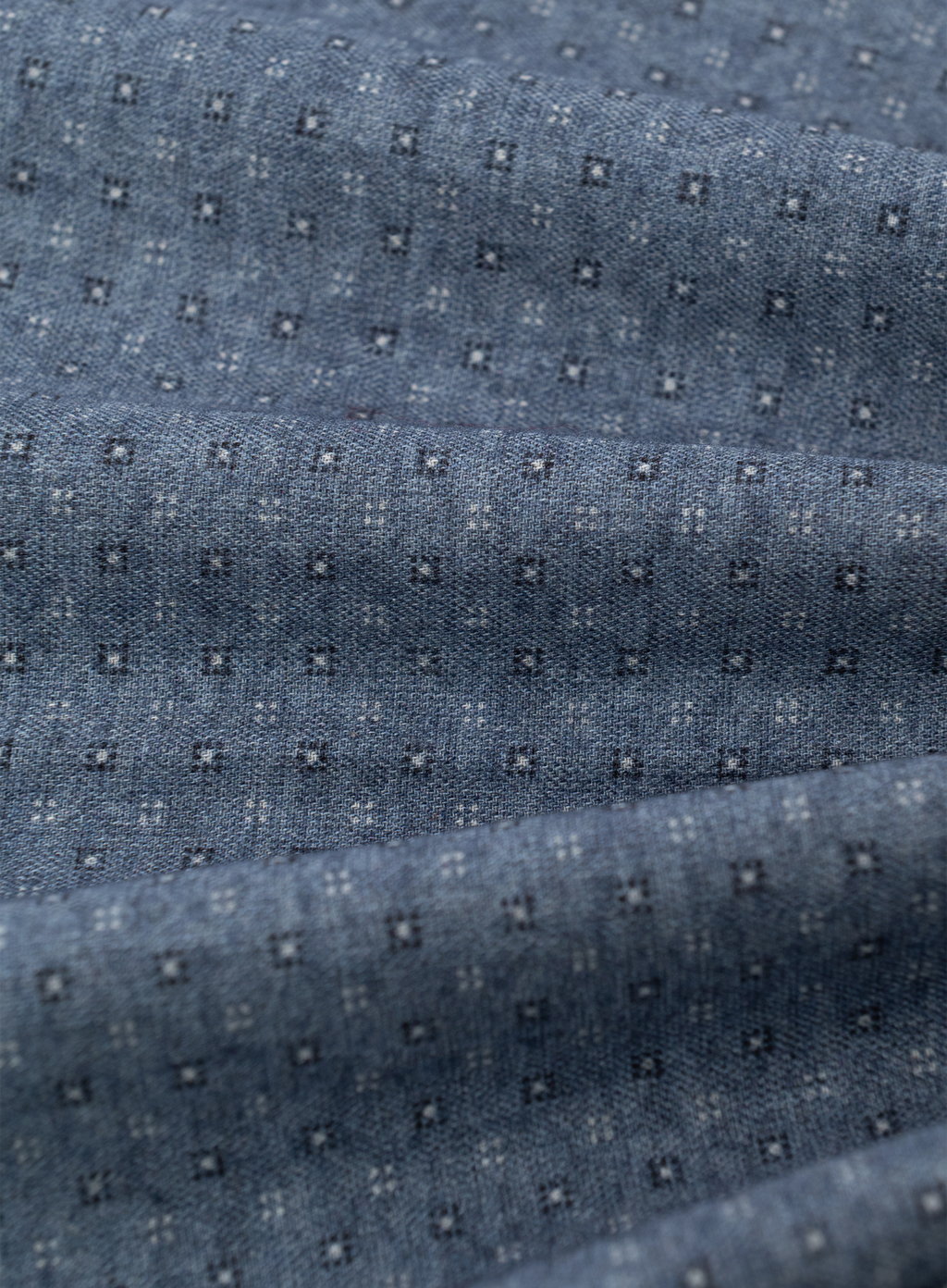 Pochet van wol en katoen met micro bloemendessin | FULL_WIDTH | Blauw