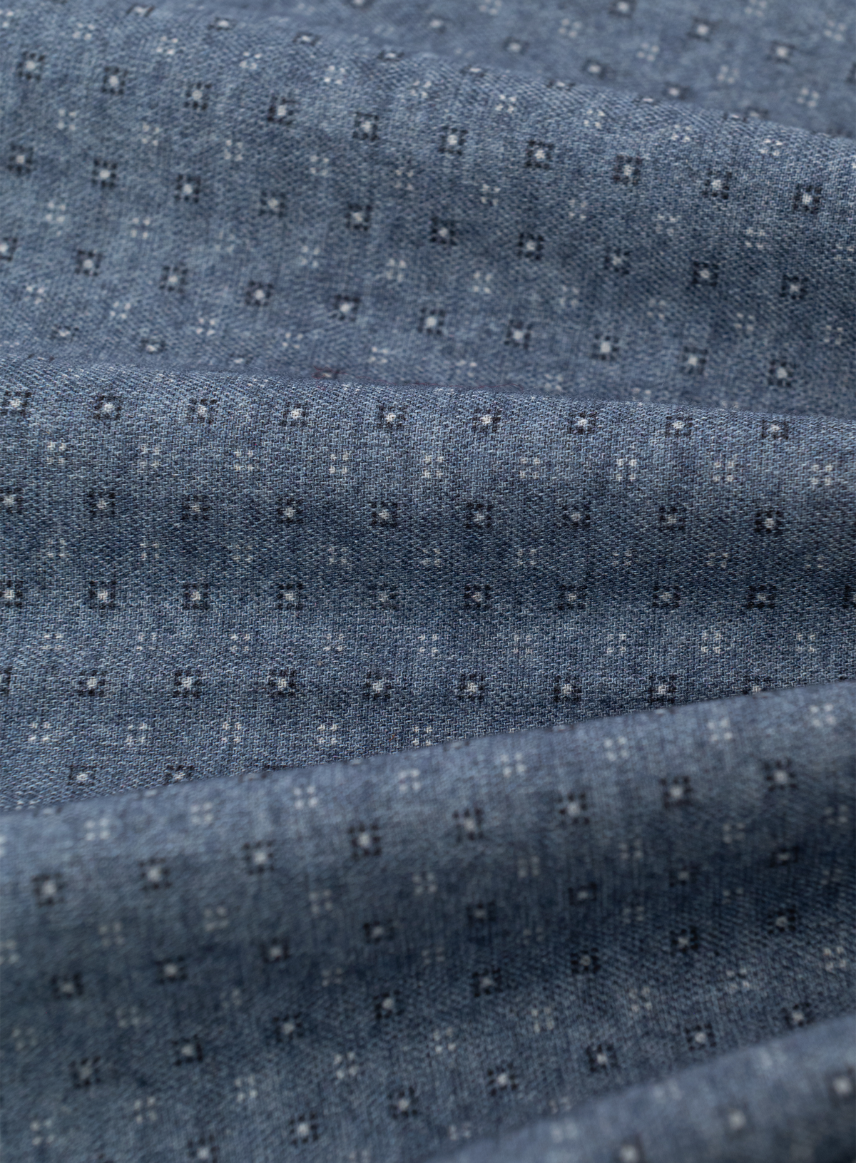 Pochet van wol en katoen met micro bloemendessin | FULL_WIDTH | Blauw