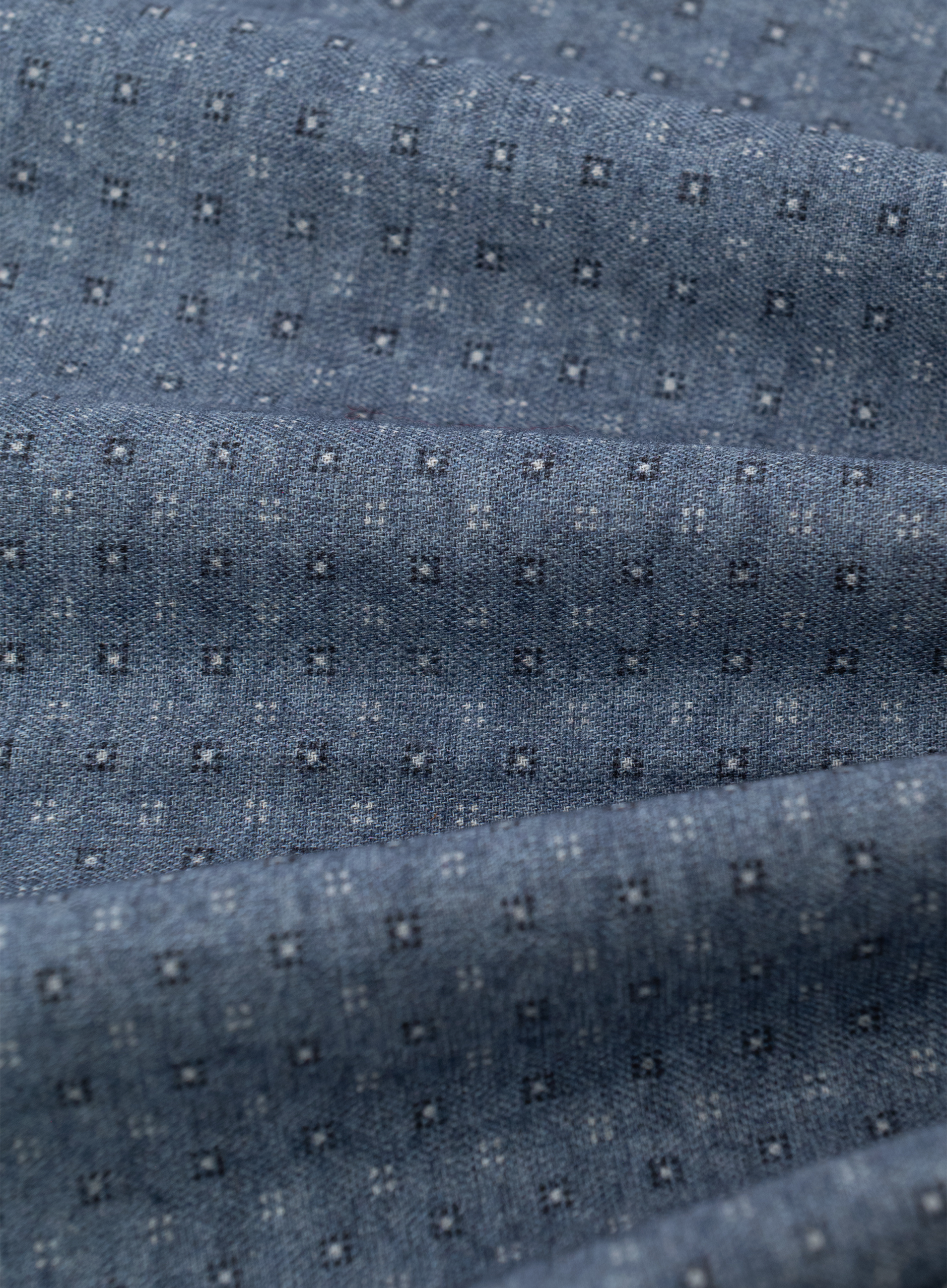 Pochet van wol en katoen met micro bloemendessin | FULL_WIDTH | Blauw
