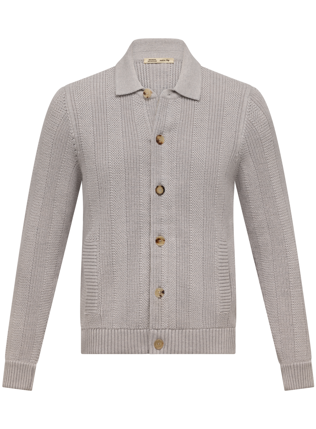 Knoopvest in wol katoen cashmere zijde | L.Grijs