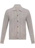 Knoopvest in wol katoen cashmere zijde | L.Grijs