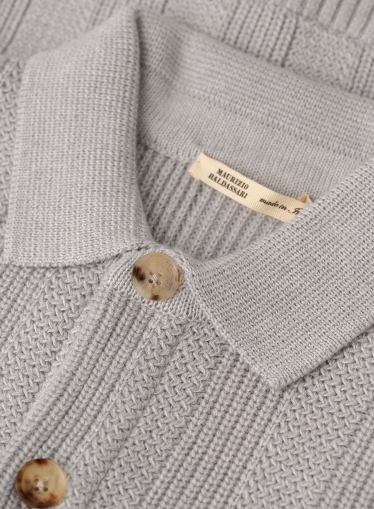 Knoopvest in wol katoen cashmere zijde