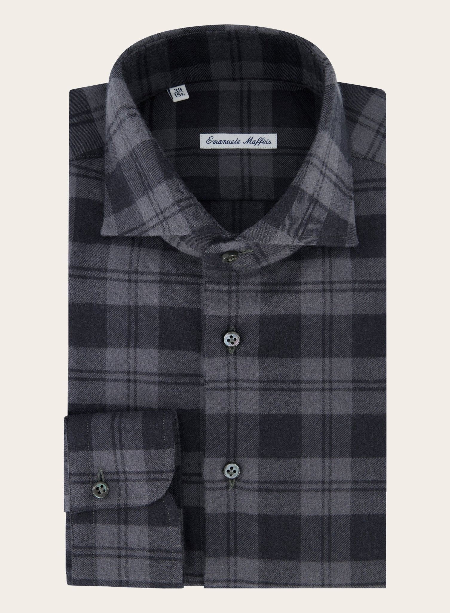 Geruit shirt van katoen en wol | BLUE NAVY