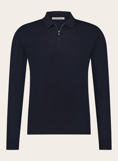 Polo met ritssluiting van wol | BLUE NAVY