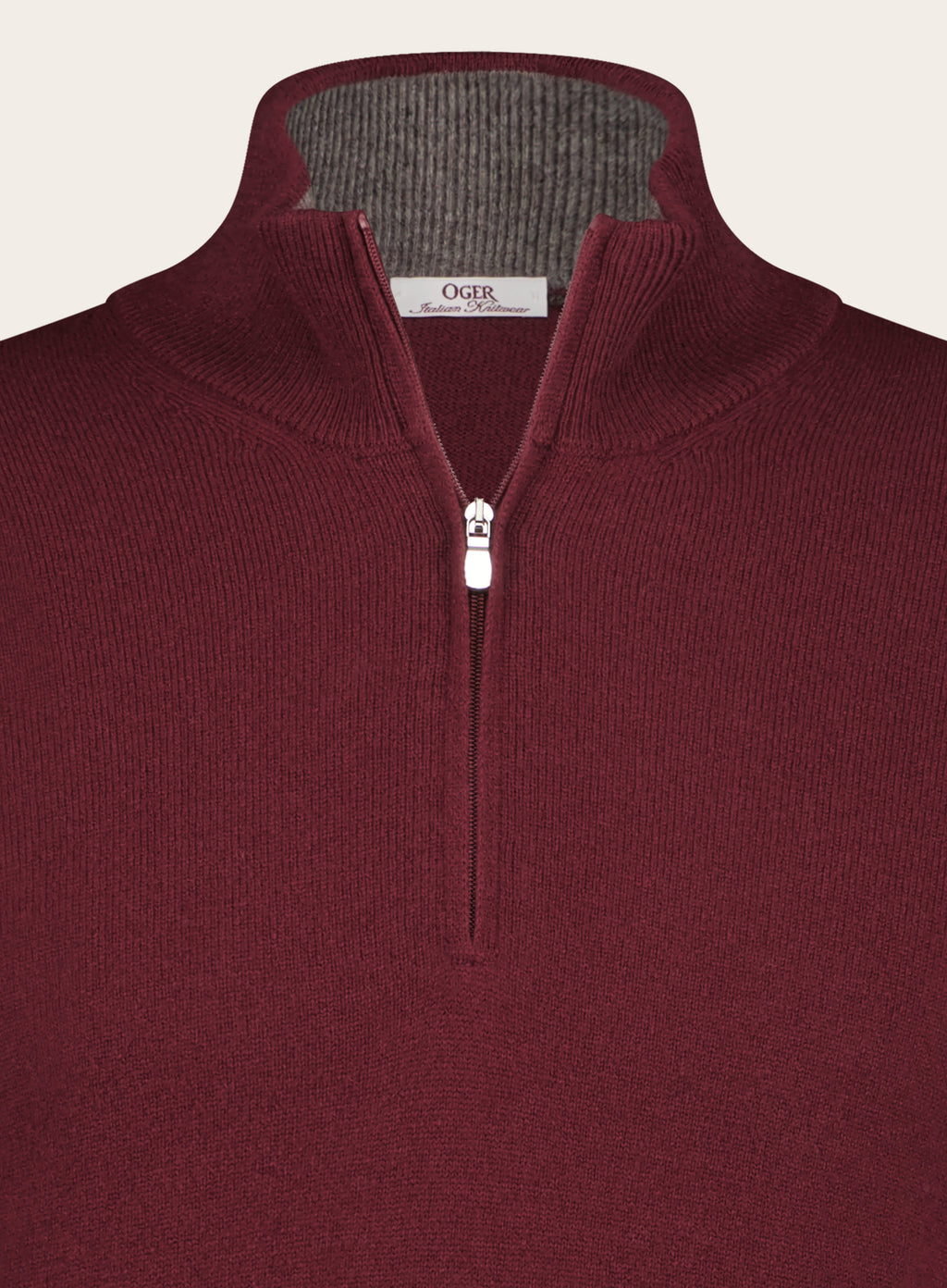 Half-zip van wol en cashmere | Rood