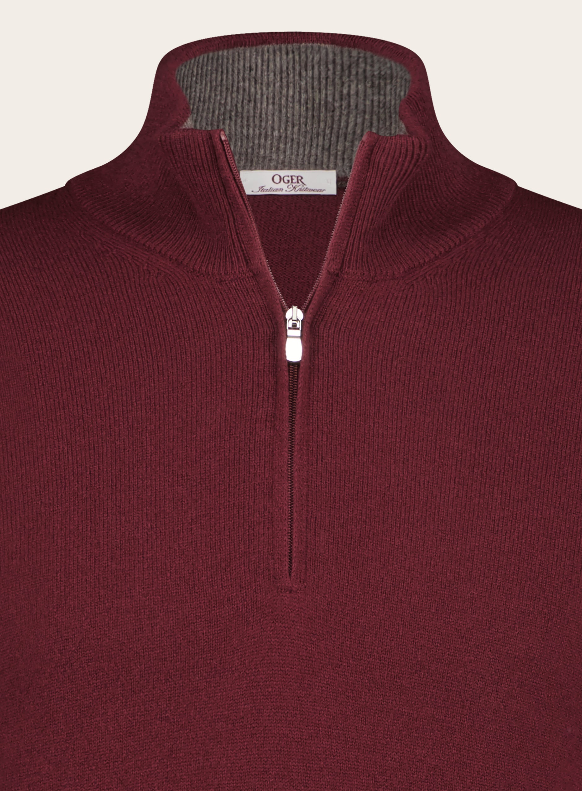Half-zip van wol en cashmere | Rood