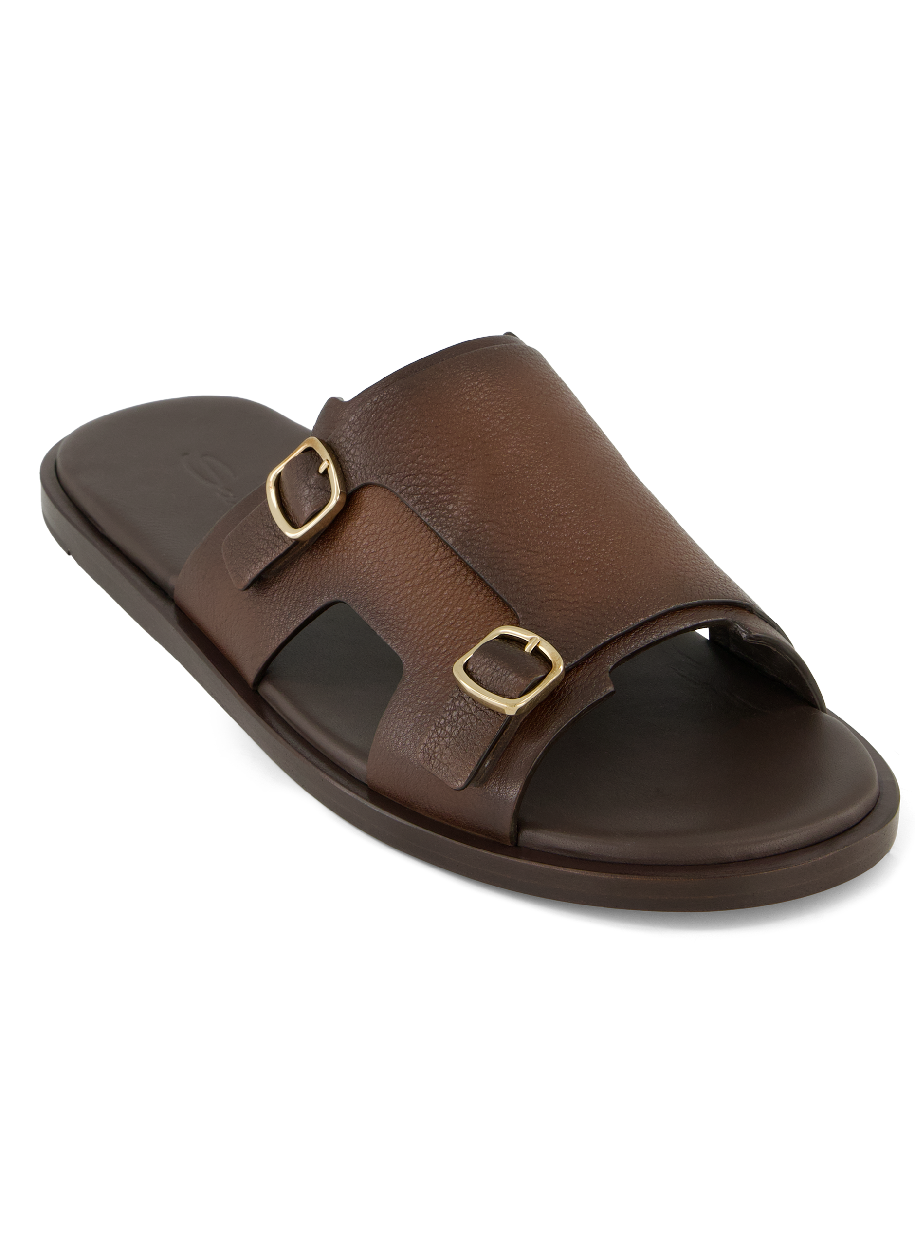 Dubbele gesp sandalen van leer | D.Bruin