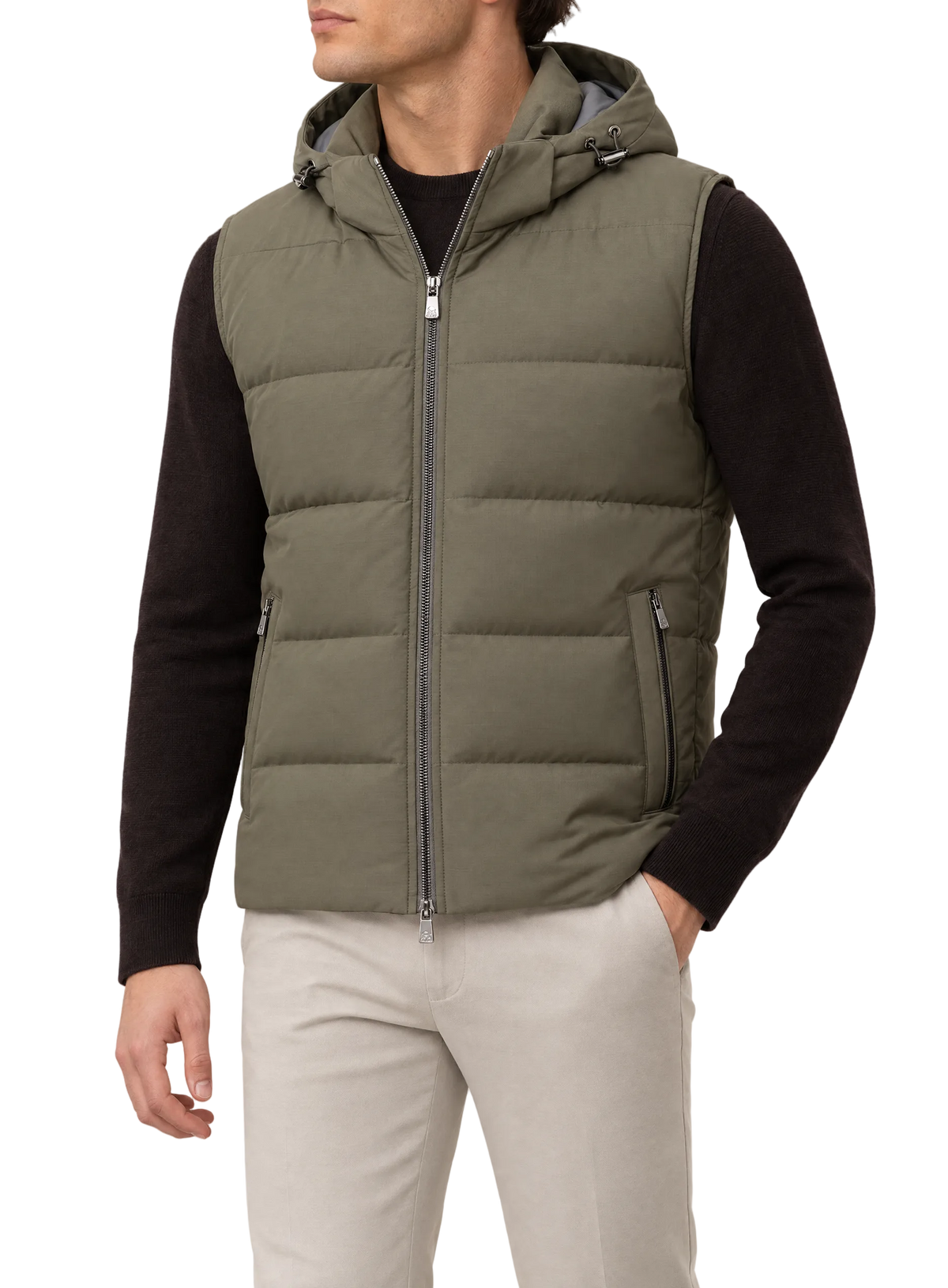 Bodywarmer in wol en technische stof | FULL_WIDTH |  MODEL | Groen
