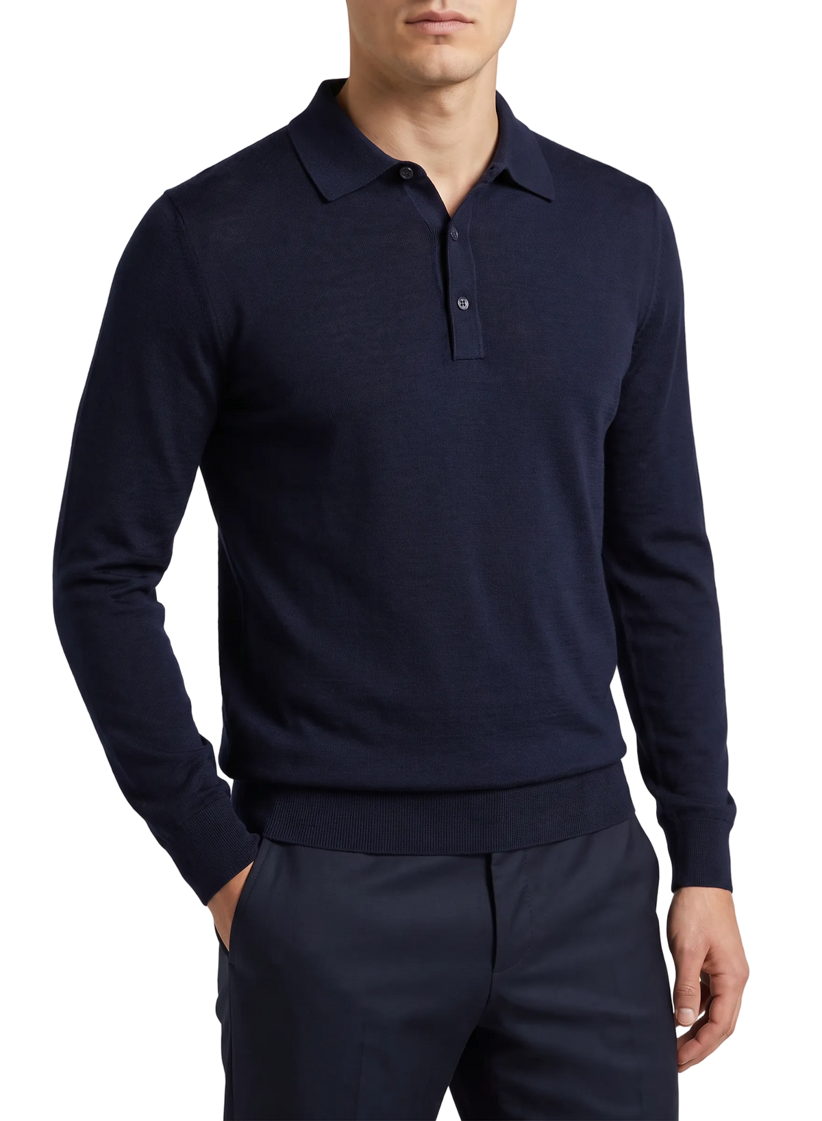 Polo in cashmere zijde | FULL_WIDTH |  MODEL | BLUE NAVY