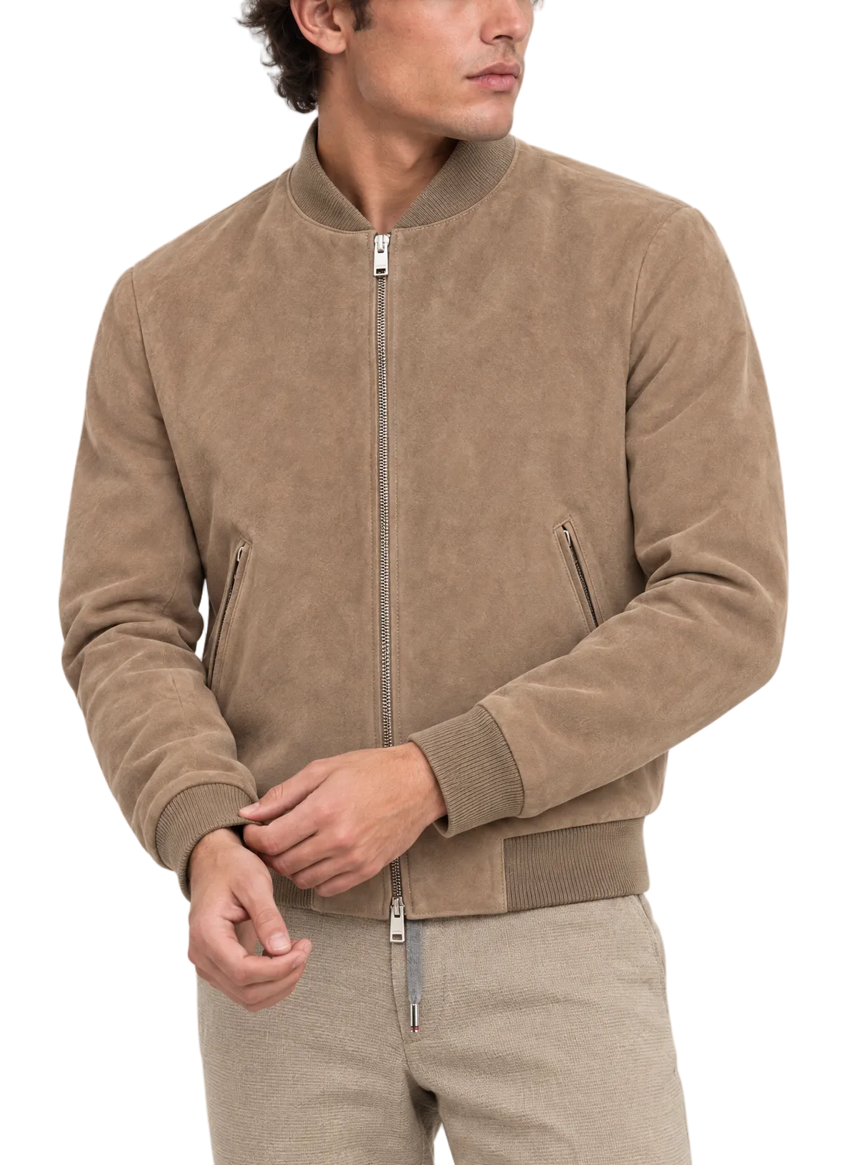 Bomberjack in suède | FULL_WIDTH |  MODEL | TAUPE BRUIN