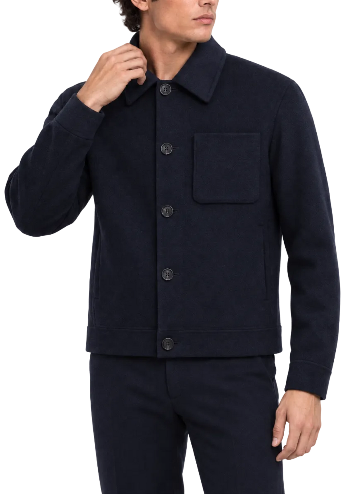 Overshirt in wol | FULL_WIDTH |  MODEL | BLUE NAVY