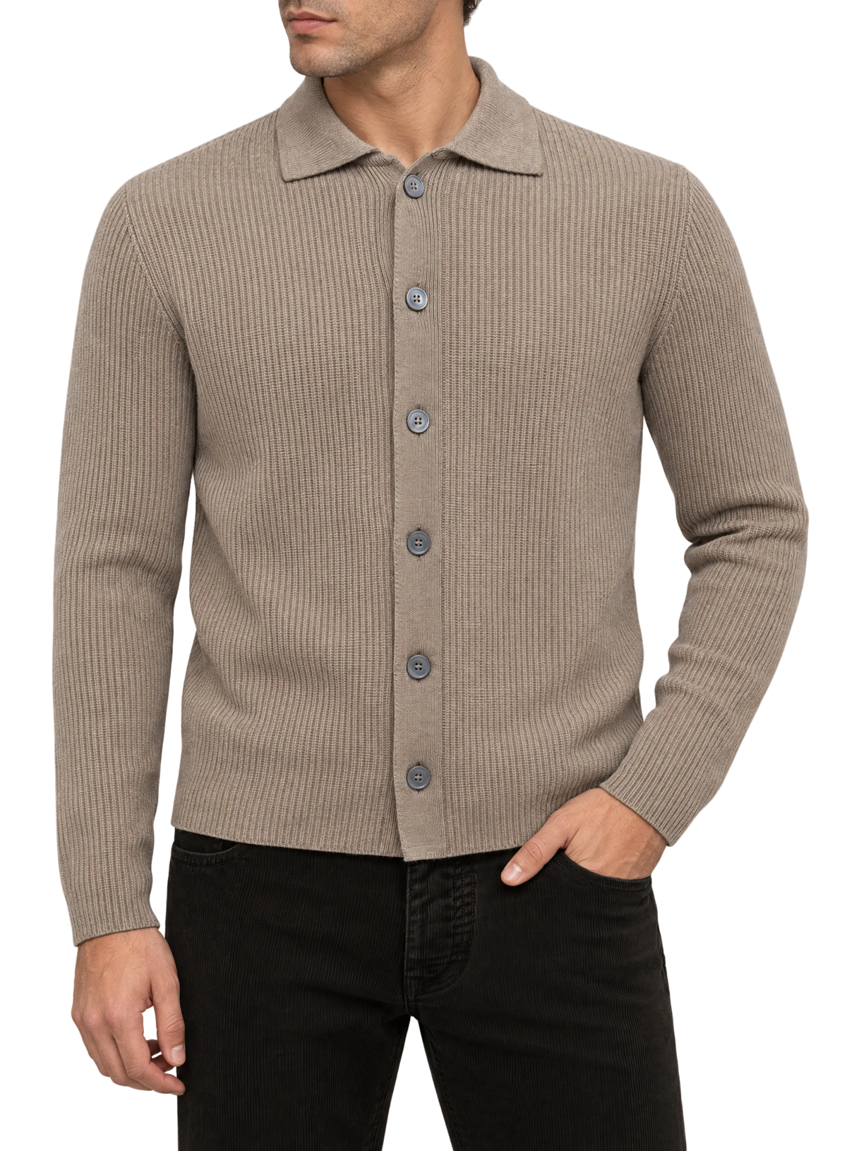 Knoopvest in wol cashmere | FULL_WIDTH |  MODEL | Beige