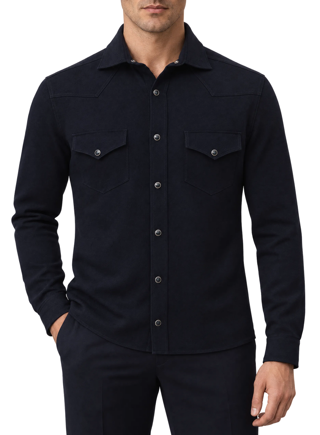 Overshirt in wol | FULL_WIDTH |  MODEL | BLUE NAVY