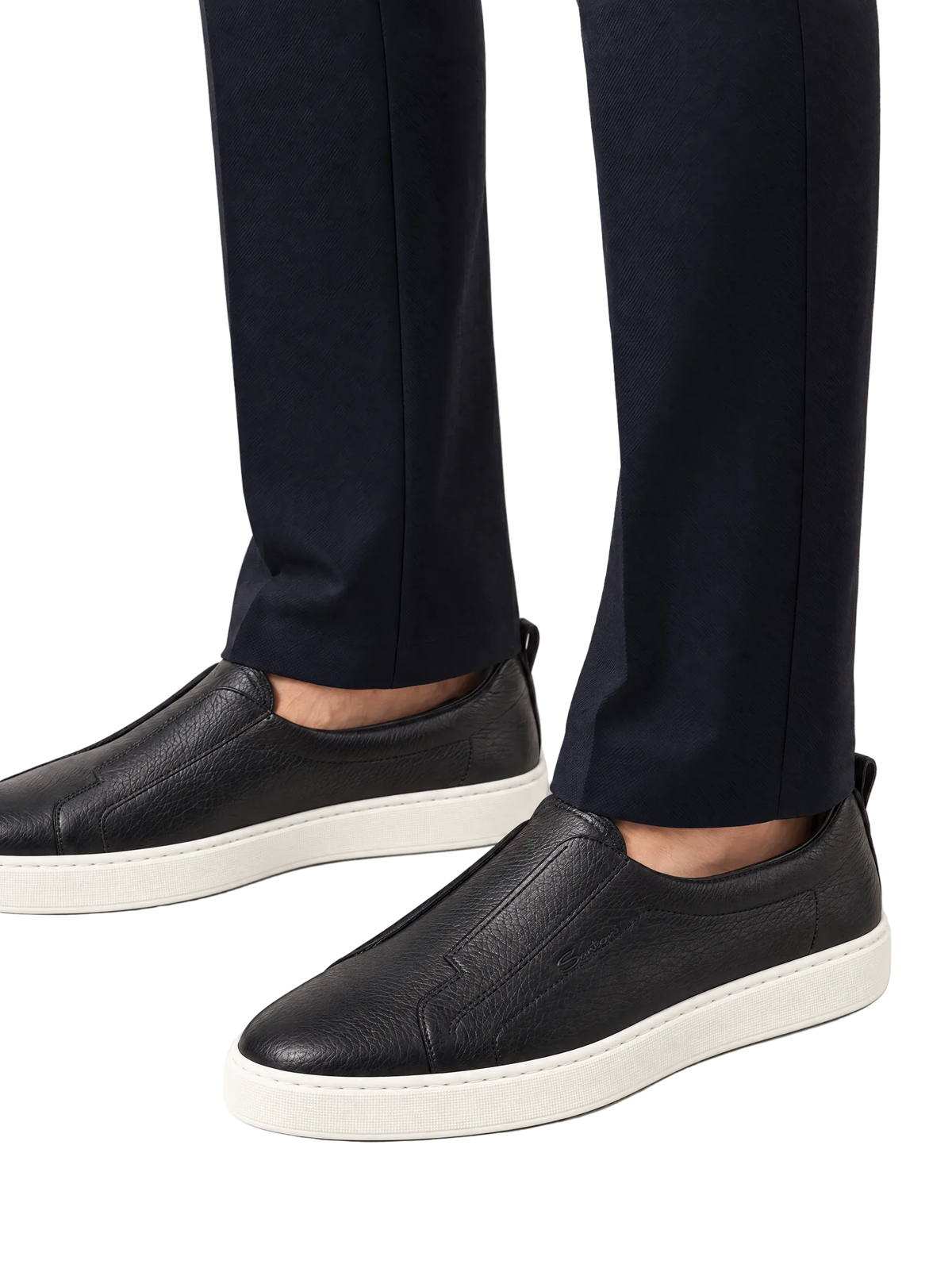 Slip-on sneakers van leer | FULL_WIDTH |  MODEL | BLUE NAVY