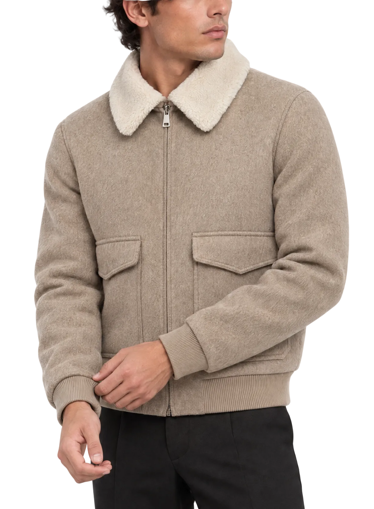 Bomberjack in wol | FULL_WIDTH |  MODEL | Beige