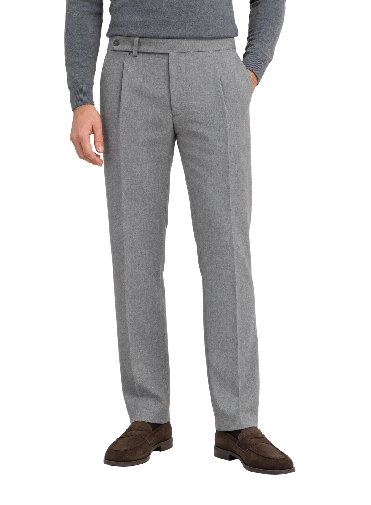 Bandplooi pantalon in wol | FULL_WIDTH |  MODEL | L.Grijs
