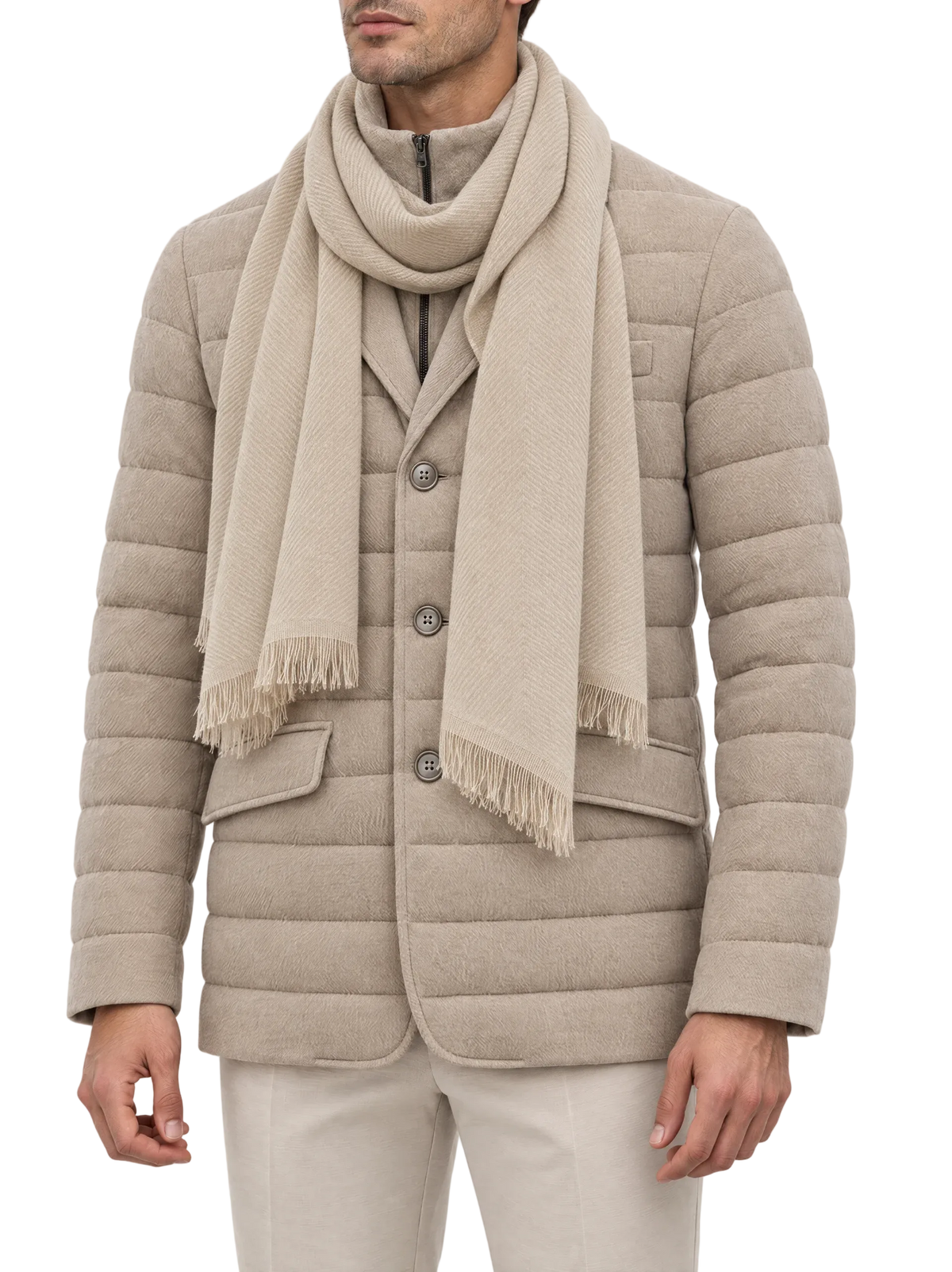 Shawl in cashmere | FULL_WIDTH |  MODEL | Beige